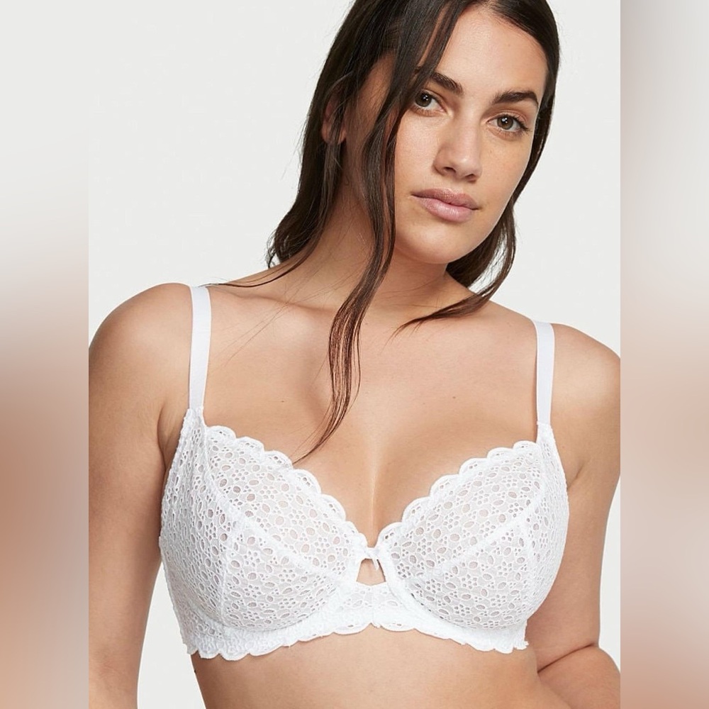 The Fabulous by Victoria's Secret Full Cup Bra, 36DDD, White Eyelet - Picture 2 of 11